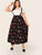 SHEIN Plus Dot & Fruit Print Pinafore Skirt