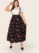 SHEIN Plus Dot & Fruit Print Pinafore Skirt