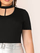 Plus Strappy Choker Neck Solid Top