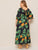 Plus Pom Pom Tropical Print Ruffle Hem Dress