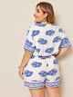 Plus Tribal Print Drawstring Waist Romper