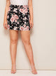 Plus Zip Up Floral Print Skirt