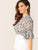 Plus V-cut Choker Floral Print Butterfly Sleeve Blouse