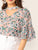 Plus V-cut Choker Floral Print Butterfly Sleeve Blouse