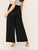 Plus Pearls Detail Wide Band Waist Culotte Pants