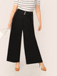 Plus Pearls Detail Wide Band Waist Culotte Pants