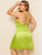 Plus Neon Lime Lace Trim Cutout Satin Slips