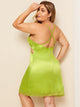 Plus Neon Lime Lace Trim Cutout Satin Slips