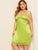 Plus Neon Lime Lace Trim Cutout Satin Slips