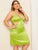 Plus Neon Lime Lace Trim Cutout Satin Slips