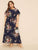 Plus Floral Print Petal Sleeve Dress