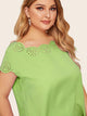 Plus Neon Lime Laser Cut Scalloped Top