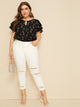 Plus Keyhole Neckline Layered Sleeve Floral Top