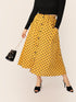 SHEIN Plus Button Front Patch Pocket Polka Dot Skirt