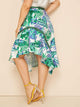 Plus Asymmetrical Hem Tropical Print Skirt