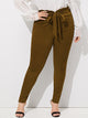 Plus Frill Belted Solid Pants