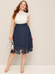 Plus Zip Back Laser Cut Skirt