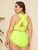 Plus Neon Lime Wrap Halter Top With High Waist Bikini