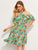 Plus Tropical Print Halter Neck Ruffle Hem Dress