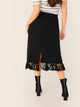 SHEIN Plus Fringe Trim Split Back Skirt Without Belt