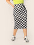 SHEIN Plus Checked Print Pencil Skirt