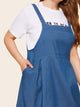 Plus Pocket Side Denim Pinafore Dress