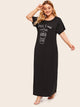 Plus Letter Print Maxi Tee Dress