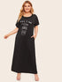 Plus Letter Print Maxi Tee Dress