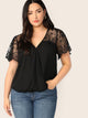  Plus Lace Shoulder Wrap Top