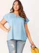 Plus Keyhole Front Layered Raglan Sleeve Top