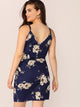 Plus Double V-neck Floral Print Slip Dress