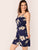 Plus Double V-neck Floral Print Slip Dress