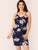 Plus Double V-neck Floral Print Slip Dress