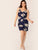 Plus Double V-neck Floral Print Slip Dress