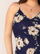 Plus Double V-neck Floral Print Slip Dress