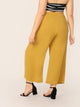 Plus Button Front Fold Pleated Wide Leg Pants