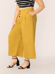 Plus Button Front Fold Pleated Wide Leg Pants