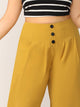 Plus Button Front Fold Pleated Wide Leg Pants