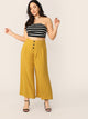 Plus Button Front Fold Pleated Wide Leg Pants