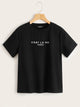 Plus Drop Shoulder Slogan Print Tee