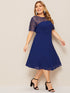 Plus Lace Panel V-back Dress