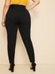 Plus Button Solid Skinny Pants