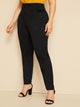 Plus Button Solid Skinny Pants