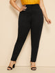 Plus Button Solid Skinny Pants