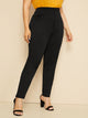 Plus Button Solid Skinny Pants