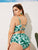 Plus Palm Bustier Top With Ruched High Waist Bikini