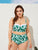 Plus Palm Bustier Top With Ruched High Waist Bikini