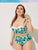 Plus Palm Bustier Top With Ruched High Waist Bikini