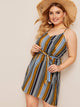 Plus Criss Cross Striped Cami Dress