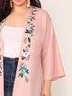 Plus Flower Embroidered Longline Kimono